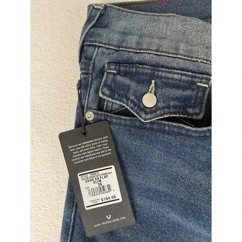 True Religion Geno Relaxed Slim Jeans Mens 36 Blue Medium 36x32 700819